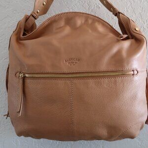 American Leather Co. Fringe Lilly Ziptop Hobo Bag Nutmeg NEW